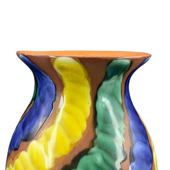 Large Talavera Tonala Vase Vessel Multicolor Pottery Signed F Guerrero G Mexico - Picture 5 of 15